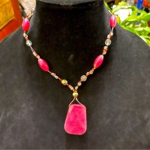 Beautiful Pink Quartz Necklace with pendant